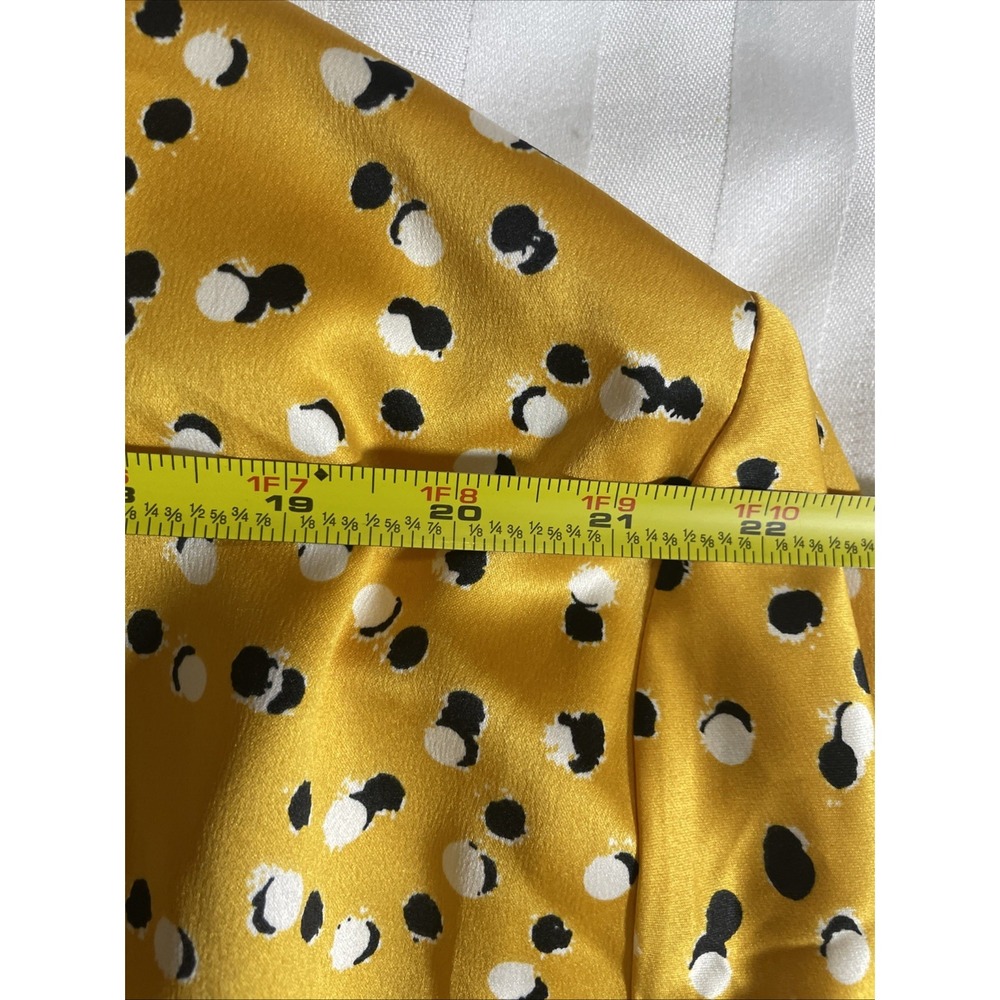 Marc New York Cropped Blouse Jacket Women Medium Satin Yellow Dot Button Up - Picture 7 of 12
